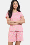 Zivame Joyful Jingles Knit Cotton Shorts Set - Quartz Pink — thumbnail 2